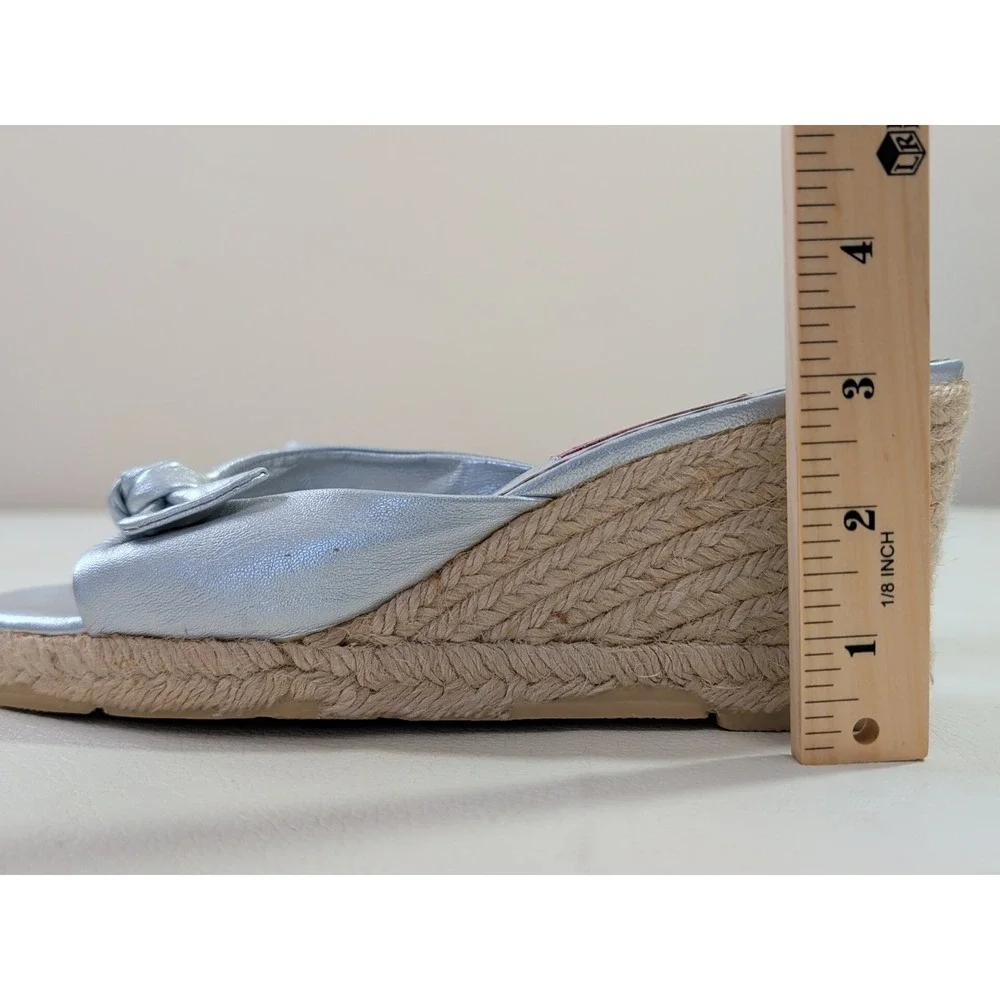Lilly Pulitzer Wedge‎ Sandal Womens 9 Silver Espadrille Preppy Feminine Resort